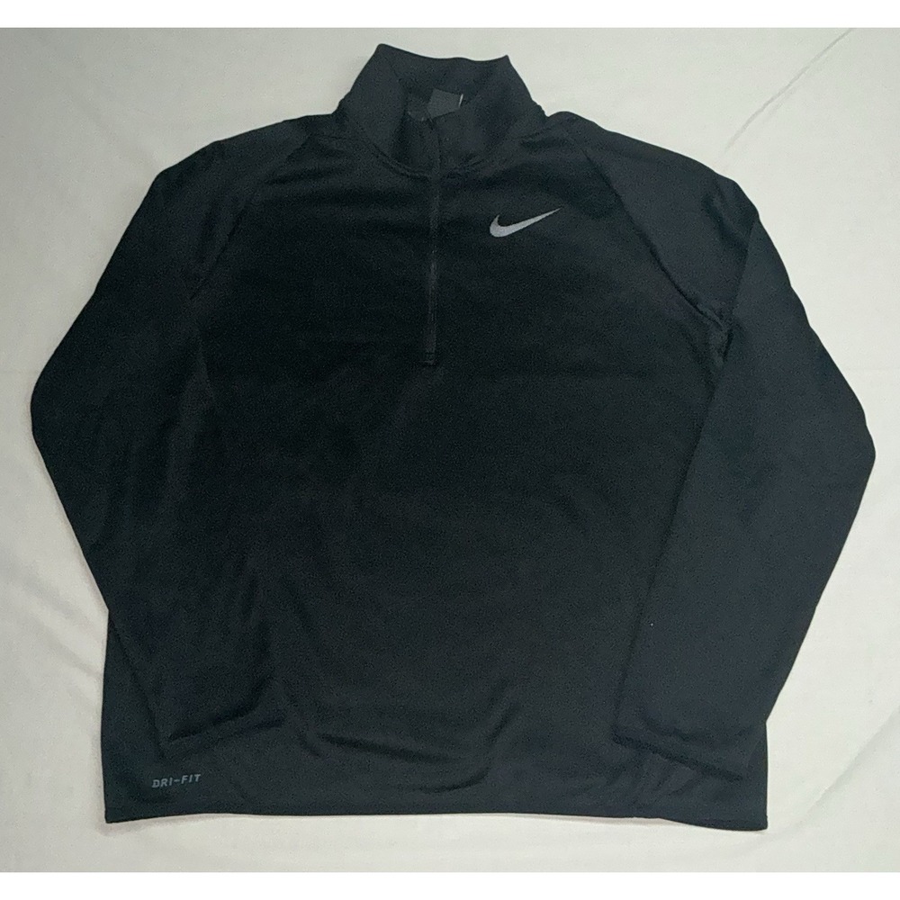 Nike Pullover Mens Sz Large Black Dri-FIT 1/4 Zip Long Sleeve Running Pullover
